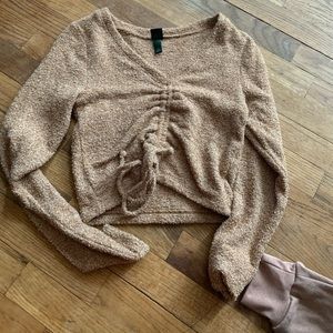 Fluffy brown long sleeve shirt, size M Target